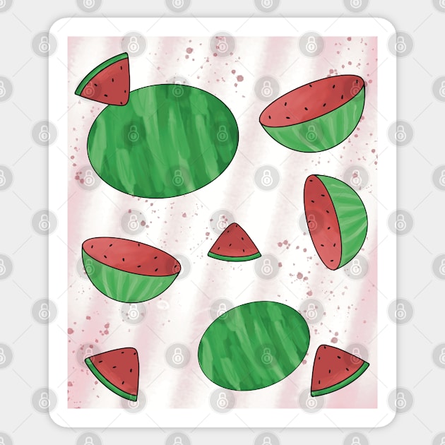 Cute Watermelon Repeated Design Sticker by Jennggaa